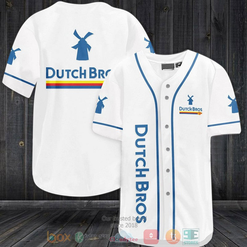 Dutch Bros Coffee white blue Baseball shirt baseball jersey product view 1