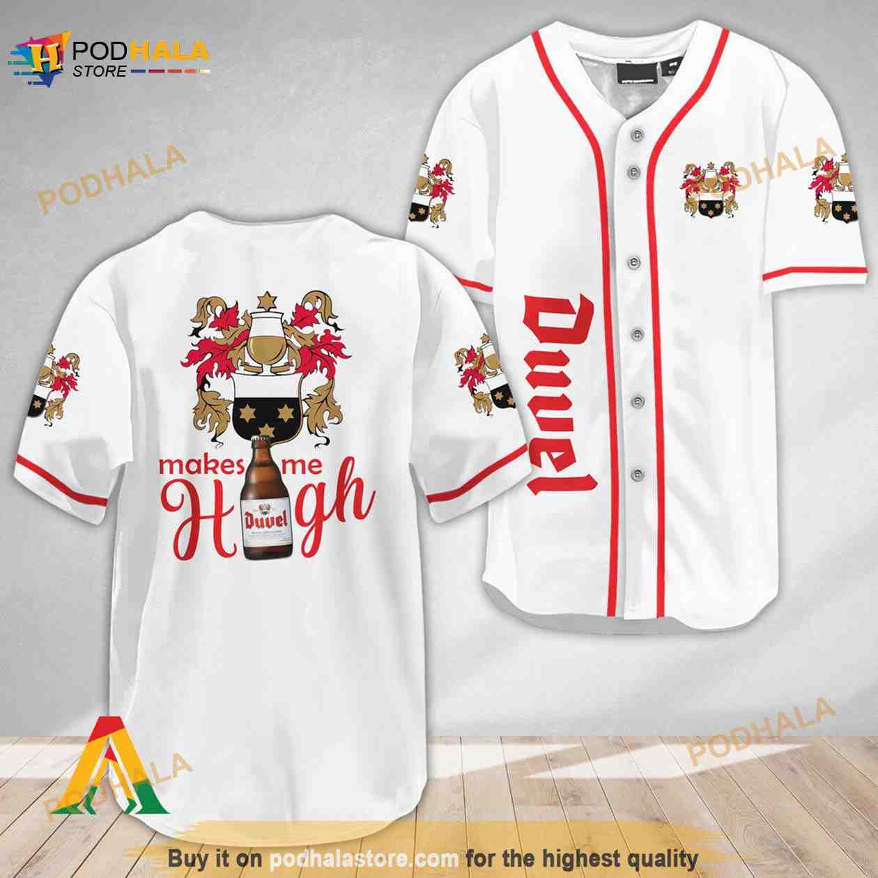 Duvel Beer Make Me High 3D Baseball Jersey baseball jersey product view 1