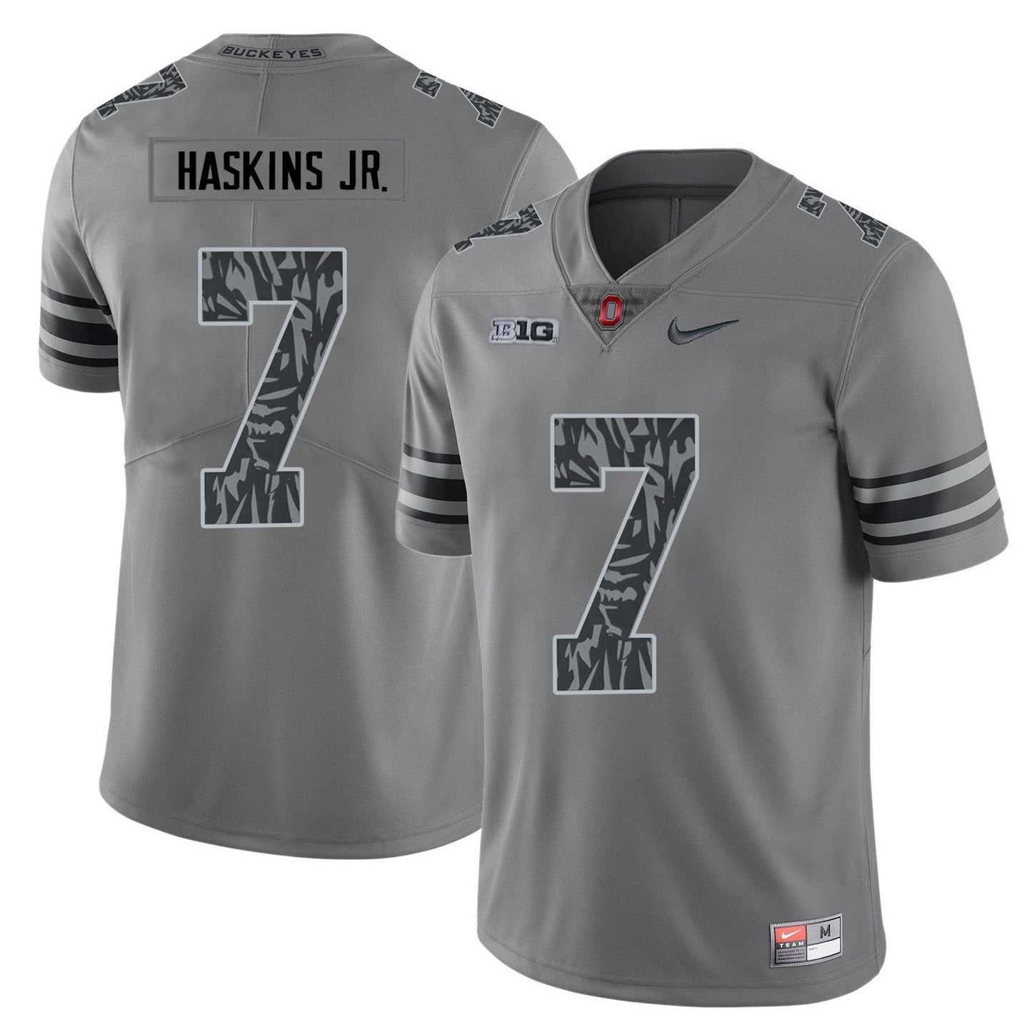 Dwayne Haskins 7 Pattern Dark Gray College Football Jersey football jersey product view 1