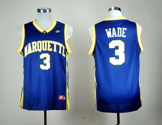 Dwyane Wade 3 Blue College Football Jersey football jersey product view 1