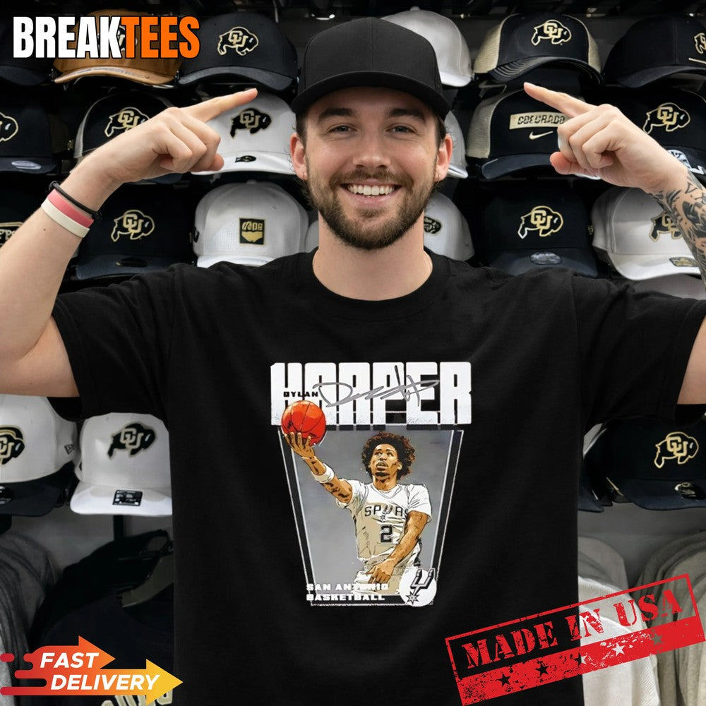 Dylan Harper San Antonio Spurs Basketball Signature Graphic T-Shirt Unisex T-shirt, Sweatshirt, Hoodie, Long Sleeve Tee - T-Shirt, Sweatshirt, Hoodie