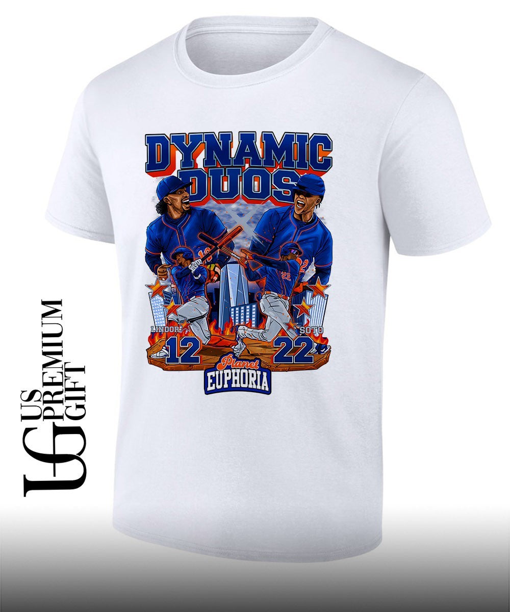 Dynamic Duos Francisco Lindor and Juan Soto New York Mets baseball Planet Euphoria graphic shirt - T-Shirt, Sweatshirt, Hoodie