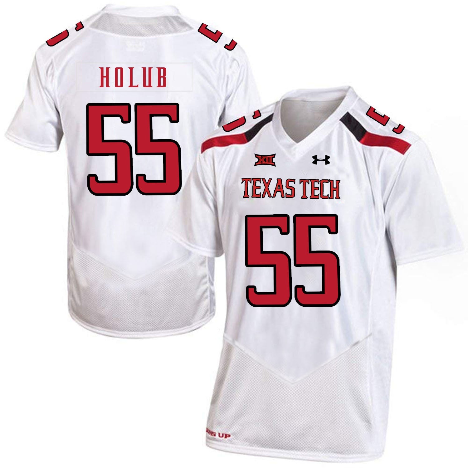 E.J. Holub 55 White College Football Jersey football jersey product view 1