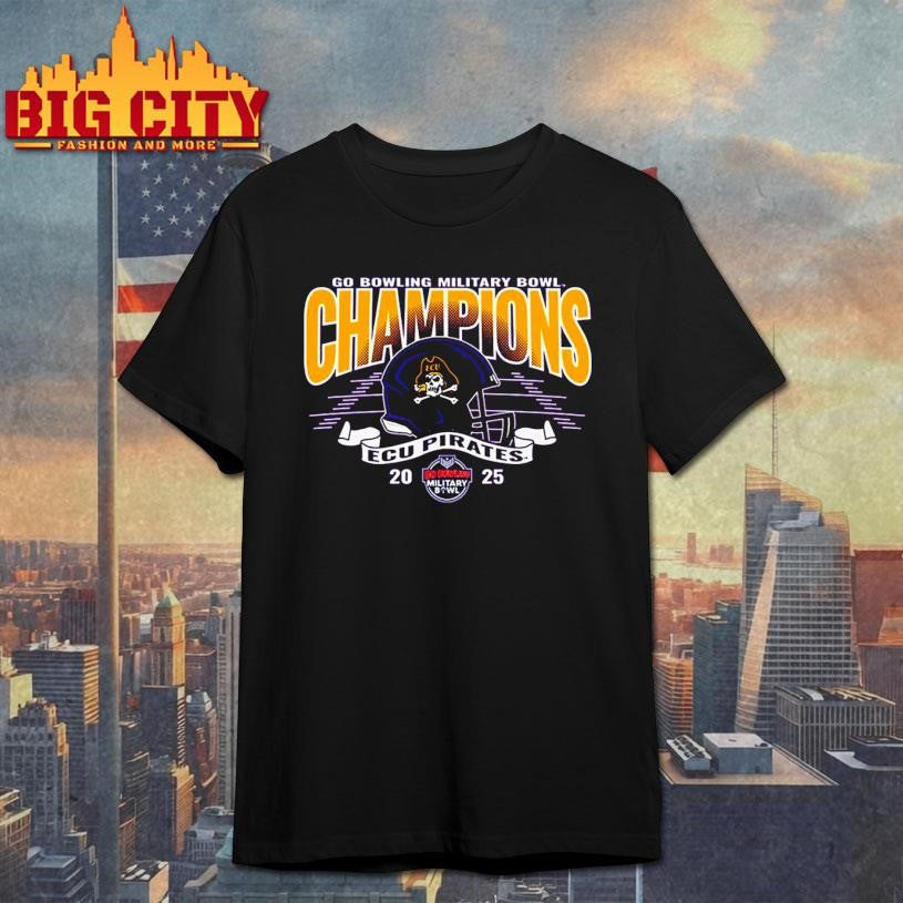 ECU Pirates Go bowling military bowl champions 2025 shirt Unisex T-shirt, Sweatshirt, Hoodie, Long Sleeve Tee - T-Shirt, Sweatshirt, Hoodie
