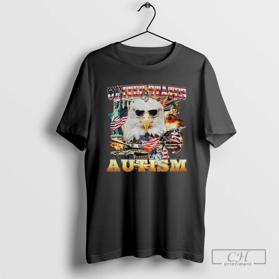 Eagle United States Of Autism American Flag T Shirts Unisex T-shirt, Sweatshirt, Hoodie, Long Sleeve Tee - T-Shirt, Sweatshirt, Hoodie