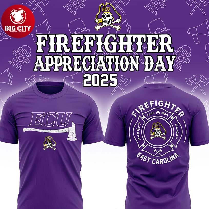 East Carolina Pirates Firefighters NCAA Appreciation 2025-2026 Two Sided Shirt Unisex T-shirt, Sweatshirt, Hoodie, Long Sleeve Tee - T-Shirt, Sweatshirt, Hoodie