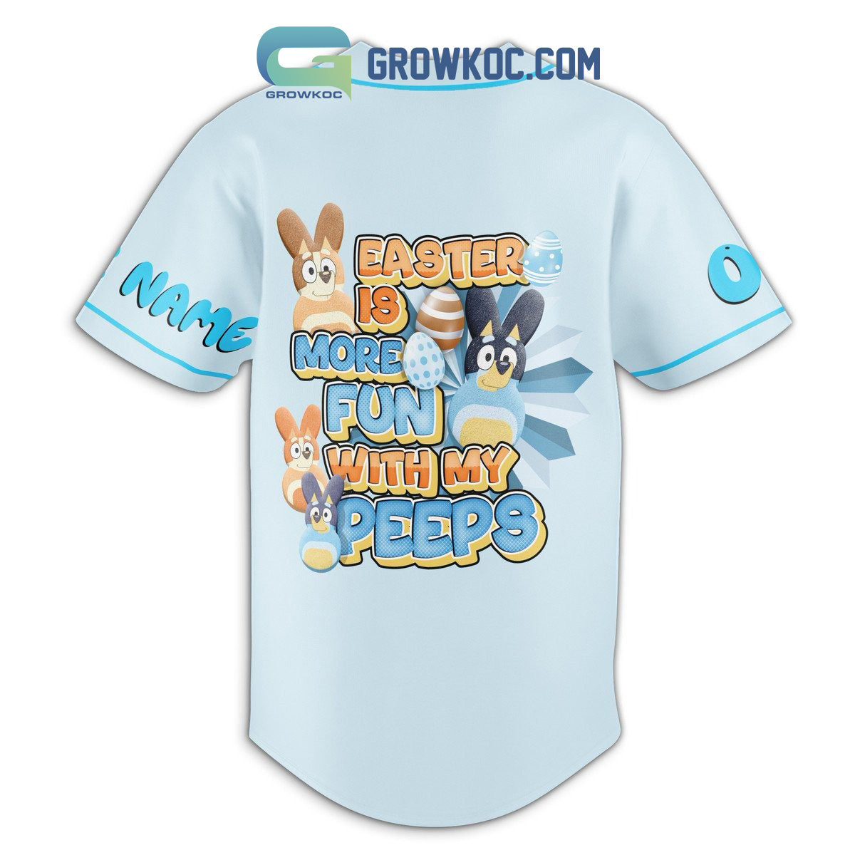 Easter Is More Fun With My Peeps Chillin With My Peeps Bluey Personalized Baseball Jersey baseball jersey product view 3