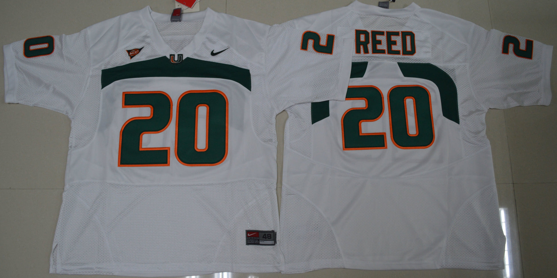 Ed Reed 20 White College Football Jersey football jersey product view 1