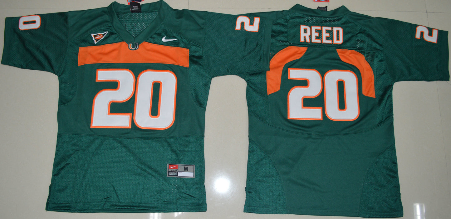 Ed Reed 20 Youth Green College Football Jersey football jersey product view 1