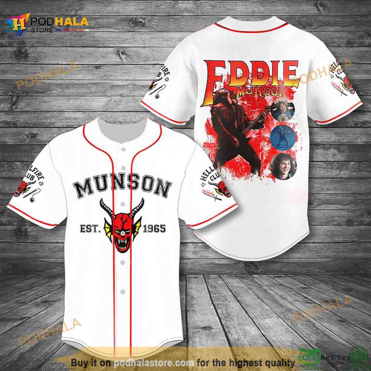 Eddie Munson 1965 Hellfire Guitar 3D Baseball Jersey Shirt baseball jersey product view 1