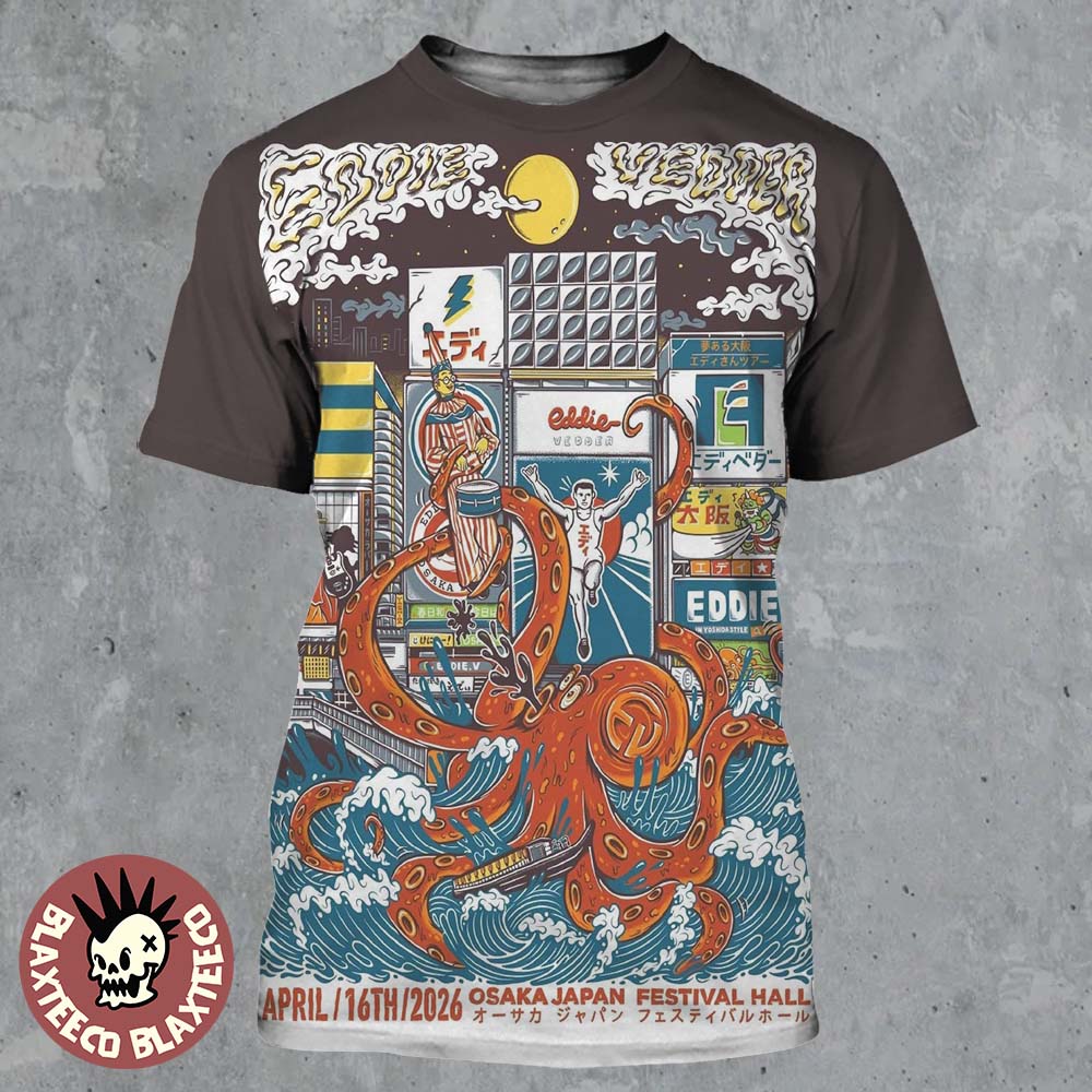 Eddie Vedder Osaka Japan 2026 Venue Poster At Festival Hall On April 16 2026 All Over Print Shirt - T-Shirt, Sweatshirt, Hoodie