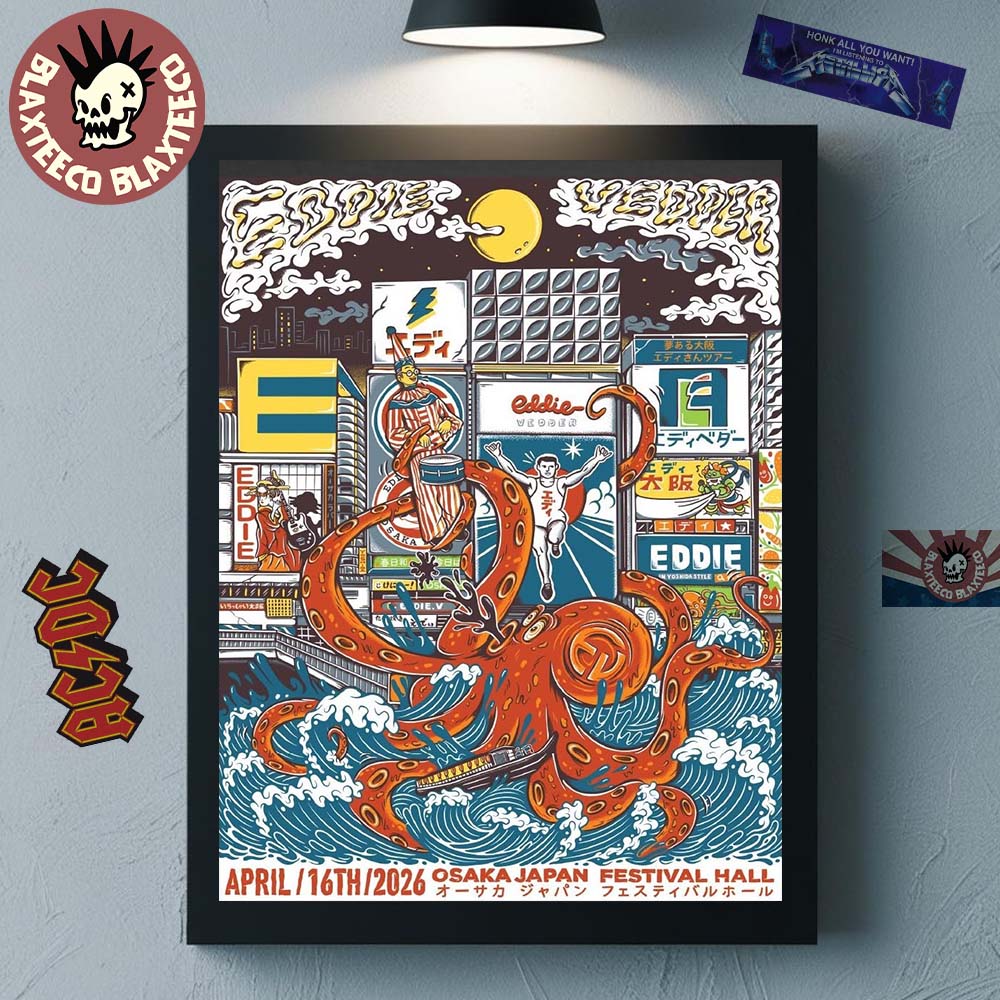 Eddie Vedder Osaka Japan 2026 Venue Poster At Festival Hall On April 16 2026 Home Decor Poster Canvas - T-Shirt, Sweatshirt, Hoodie