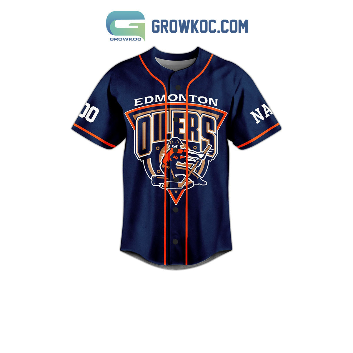 Edmonton Oilers Orange Crush Personalized Baseball Jersey baseball jersey product view 2