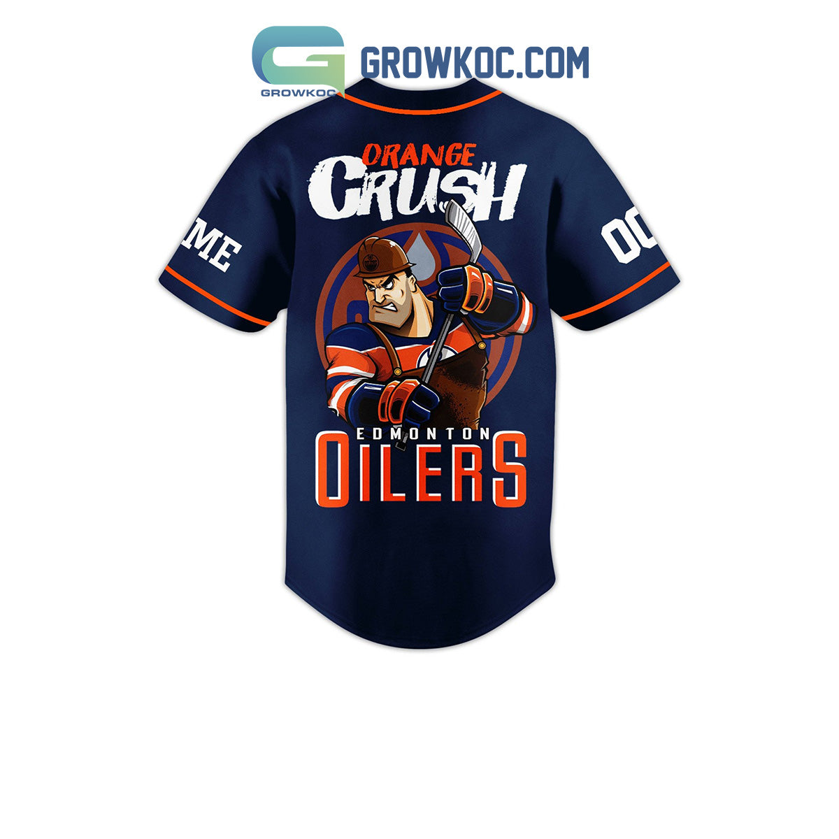 Edmonton Oilers Orange Crush Personalized Baseball Jersey baseball jersey product view 3