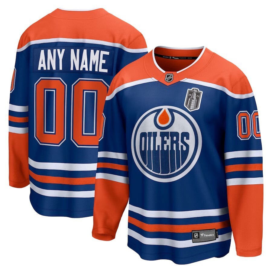 Edmonton Oilers Fanatics 2025 Stanley Cup Final Home Breakaway Custom Jersey - Royal Hockey Jersey hockey jersey product view 1