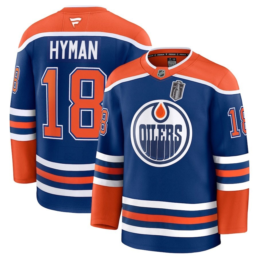 Edmonton Oilers #18 Zach Hyman 2025 Stanley Cup Final Home Premium Jersey - Royal Hockey Jersey hockey jersey product view 1