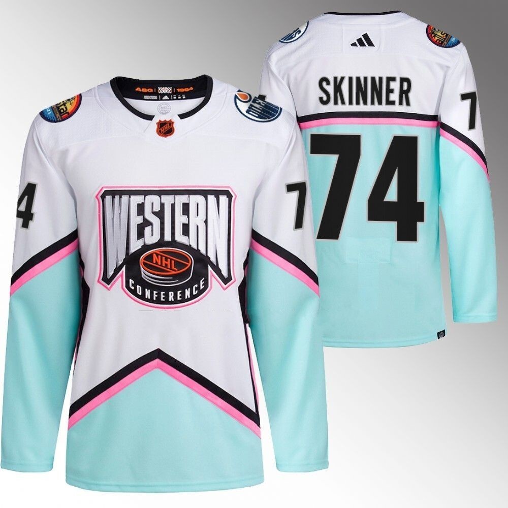 Edmonton Oilers #74 Stuart Skinner White 2023 NHL All-Star Western Conference Authentic Jersey hockey jersey product view 1
