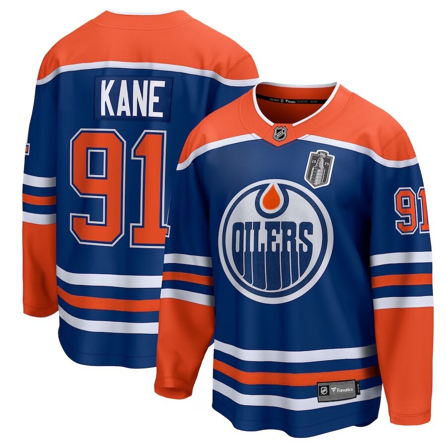 Edmonton Oilers #91 Evander Kane 2025 Stanley Cup Final Home Breakaway Jersey - Royal Hockey Jersey hockey jersey product view 1