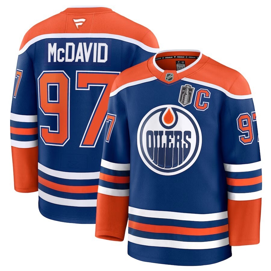 Edmonton Oilers #97 Connor McDavid 2025 Stanley Cup Final Home Premium Jersey - Royal Hockey Jersey hockey jersey product view 1