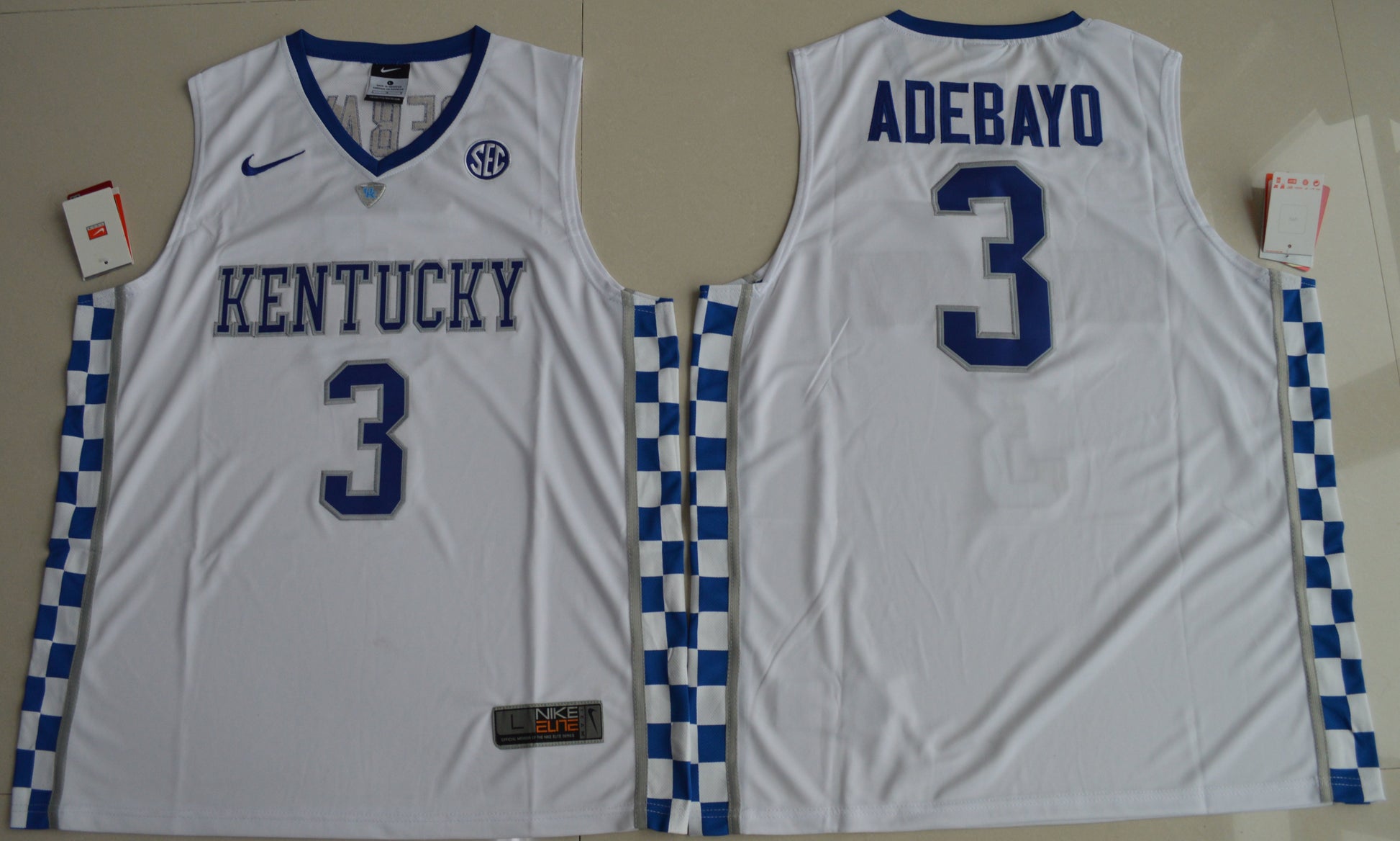 Edrice Adebayo 3 White 2017 College Football Jersey football jersey product view 1