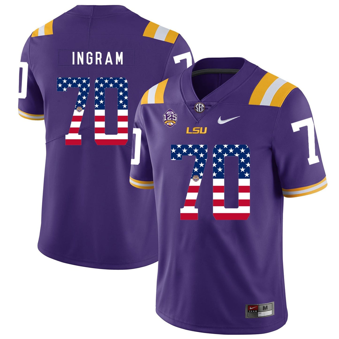 Edward Ingram 70 Purple College Football Jersey football jersey product view 1