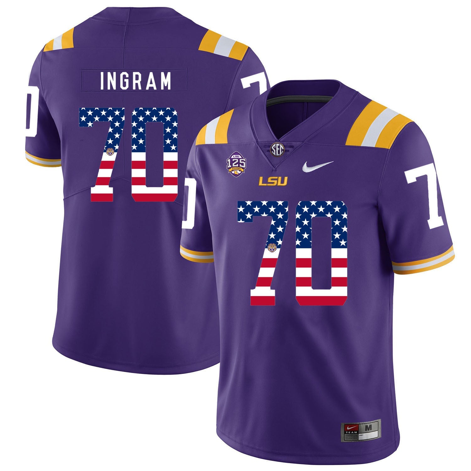 Edward Ingram 70 Purple College Football Jersey football jersey product view 1