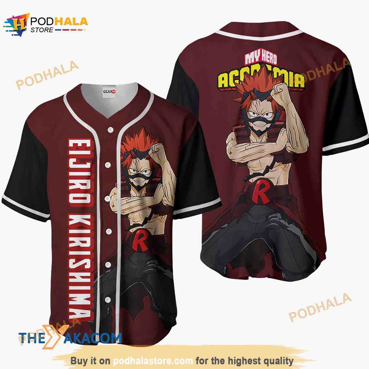 Eijiro Kirishima My Hero Academia Anime 3D Baseball Jersey Shirt baseball jersey product view 1