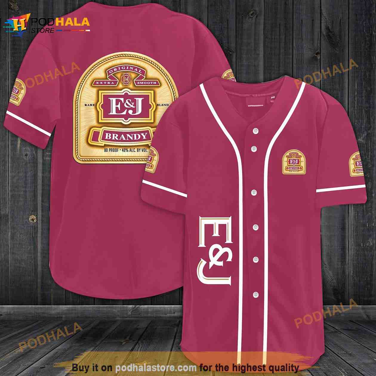 E&j Brandy All Over Print Unisex 3D Baseball Jersey – Ruby baseball jersey product view 1