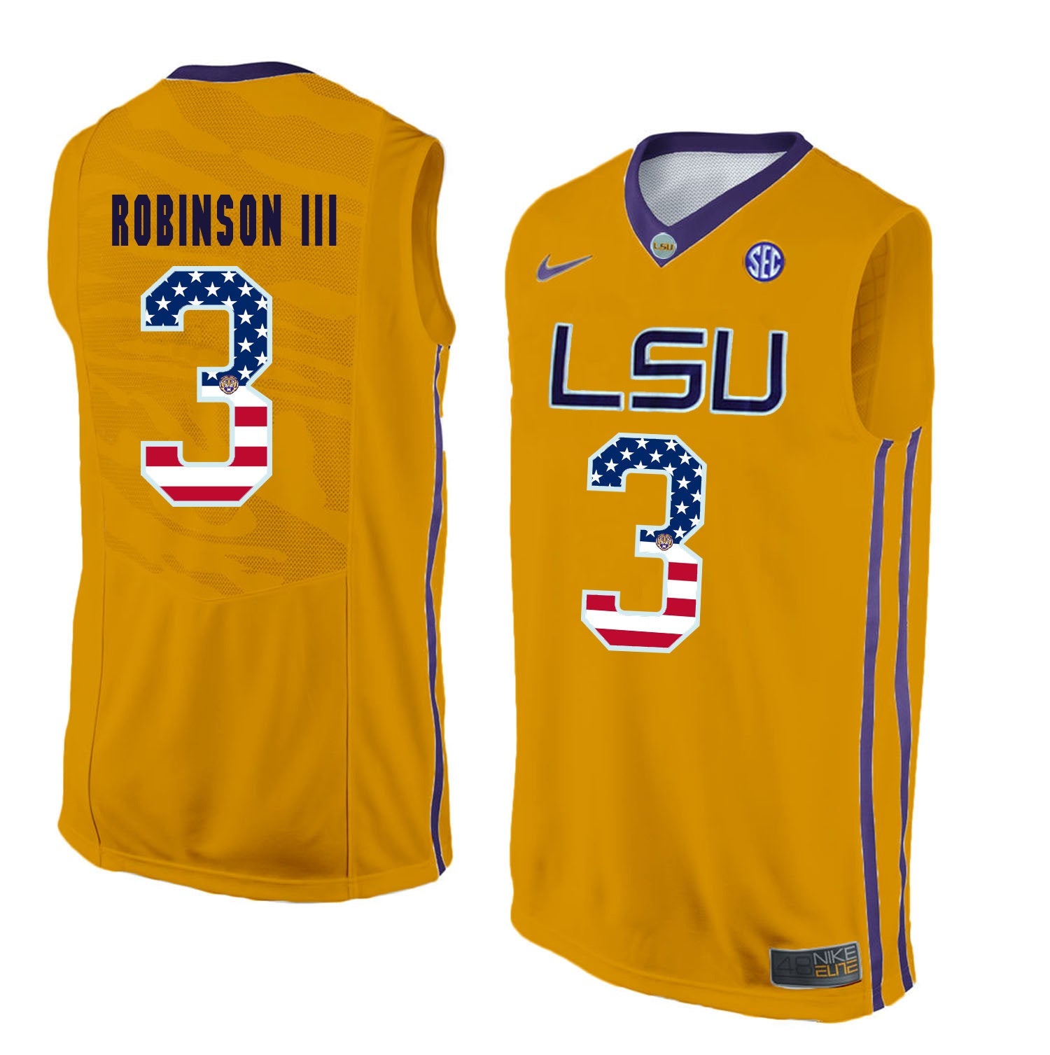 Elbert Robinson III 3 Gold College Football Jersey football jersey product view 1