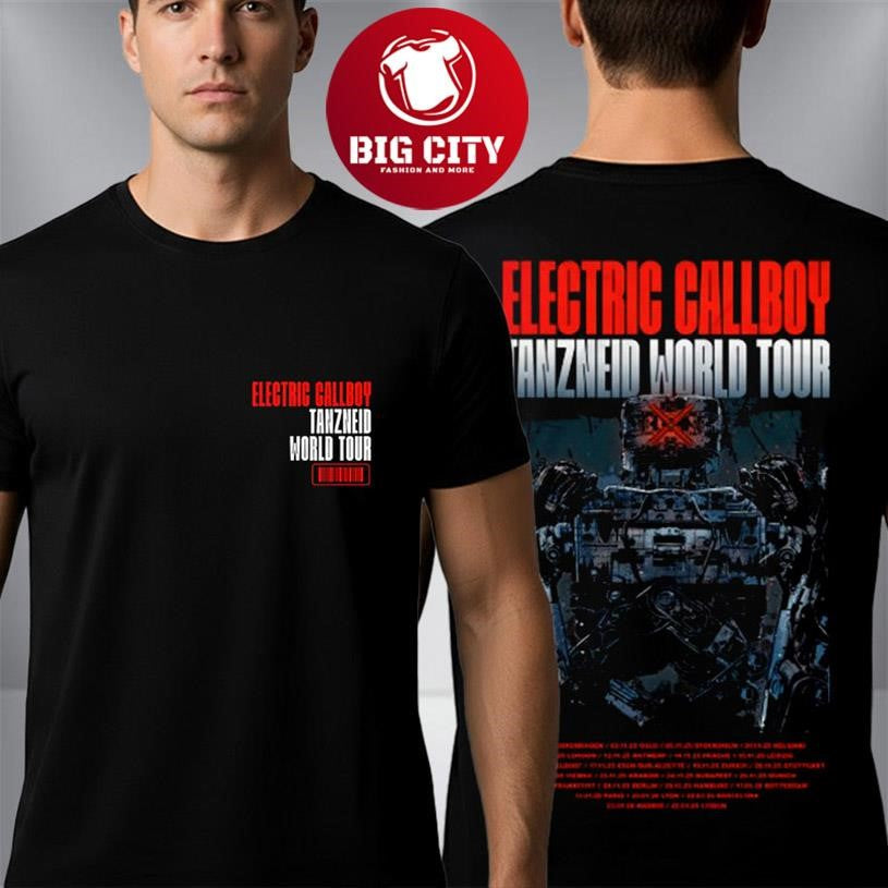 Electric Callboy TANZNEID World Tour 25 26 Robot Two Sided Shirt Unisex T-shirt, Sweatshirt, Hoodie, Long Sleeve Tee - T-Shirt, Sweatshirt, Hoodie