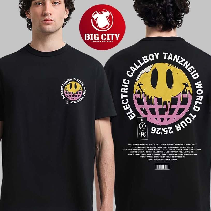 Electric Callboy Tanzneid World Tour 2025 2026 Globe Two Sided Shirt Unisex T-shirt, Sweatshirt, Hoodie, Long Sleeve Tee - T-Shirt, Sweatshirt, Hoodie