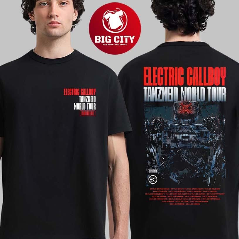 Electric Callboy Tanzneid World Tour 2025 2026 Robot Two Sided Shirt Unisex T-shirt, Sweatshirt, Hoodie, Long Sleeve Tee - T-Shirt, Sweatshirt, Hoodie