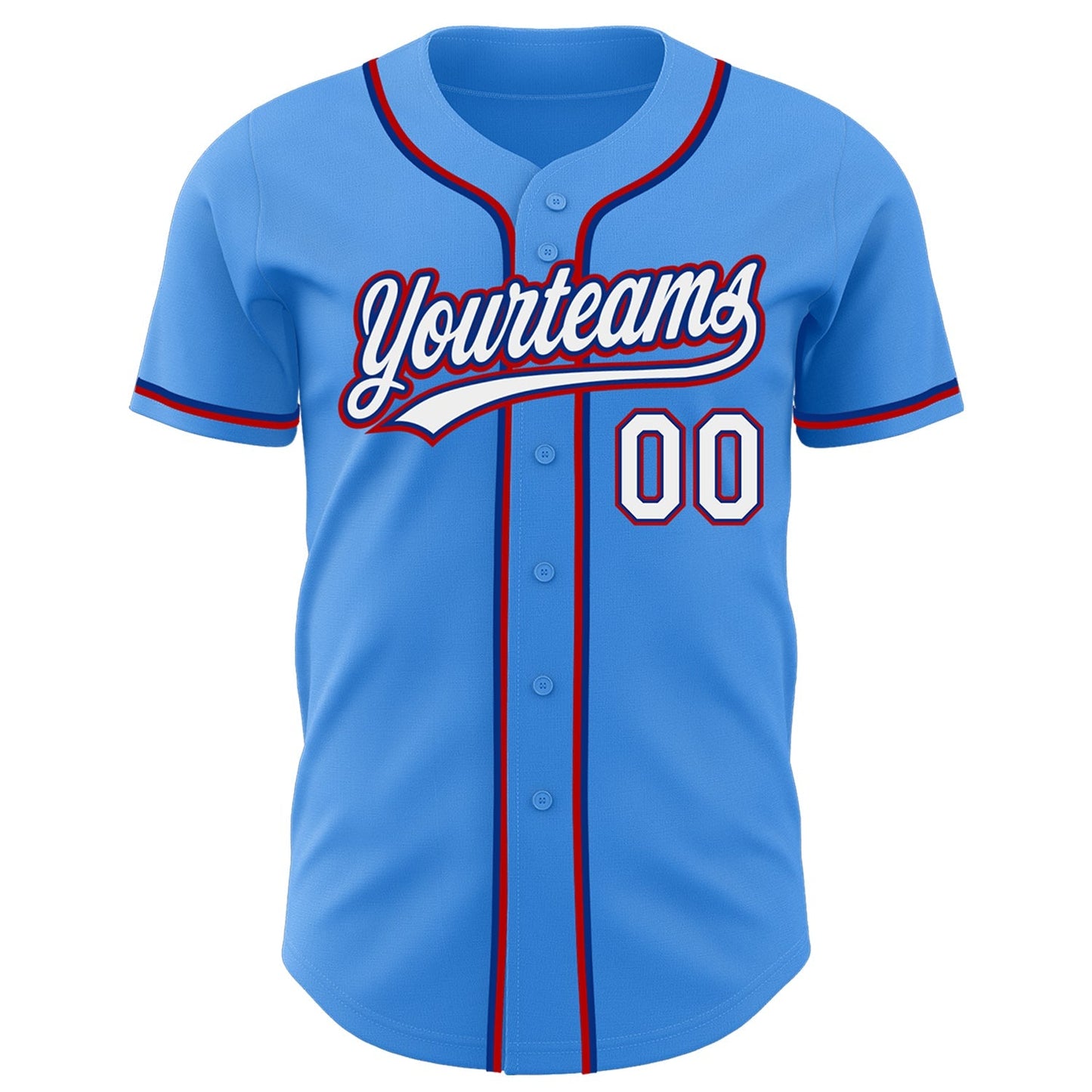 Custom Electric Blue White Royal-Red Authentic Baseball Jersey baseball jersey product view 2