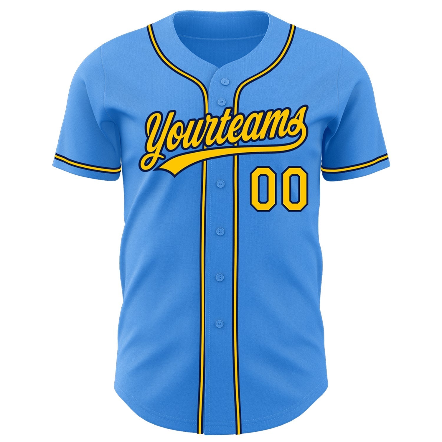 Custom Electric Blue Yellow-Navy Authentic Baseball Jersey baseball jersey product view 2