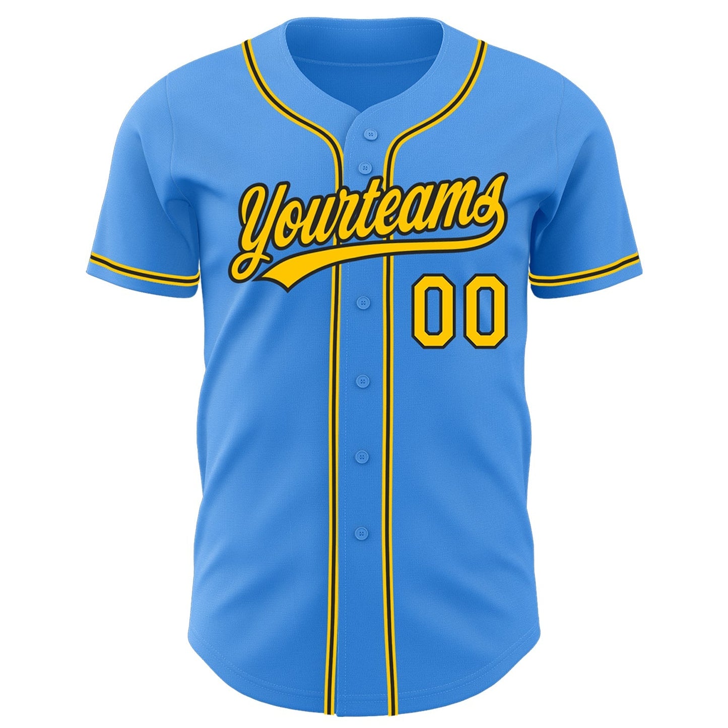Custom Electric Blue Yellow-Black Authentic Baseball Jersey baseball jersey product view 2