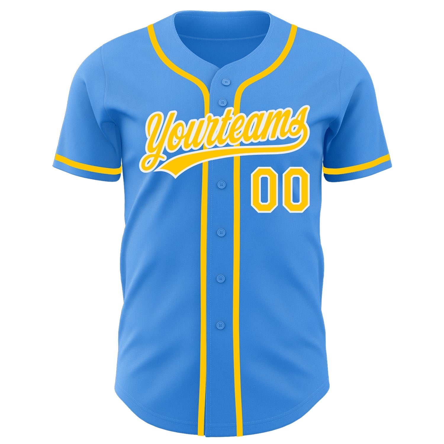 Custom Electric Blue Yellow-White Authentic Baseball Jersey baseball jersey product view 2