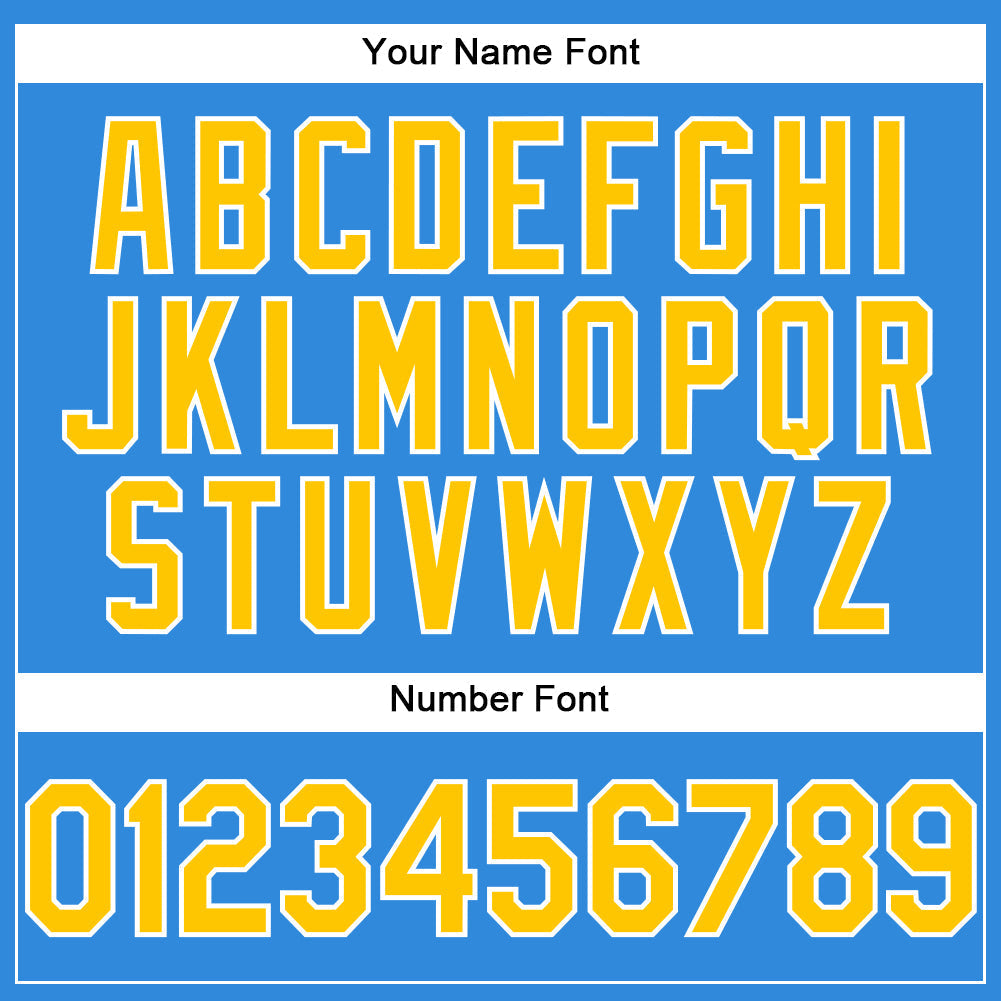 Custom Electric Blue Yellow-White Authentic Baseball Jersey baseball jersey product view 5