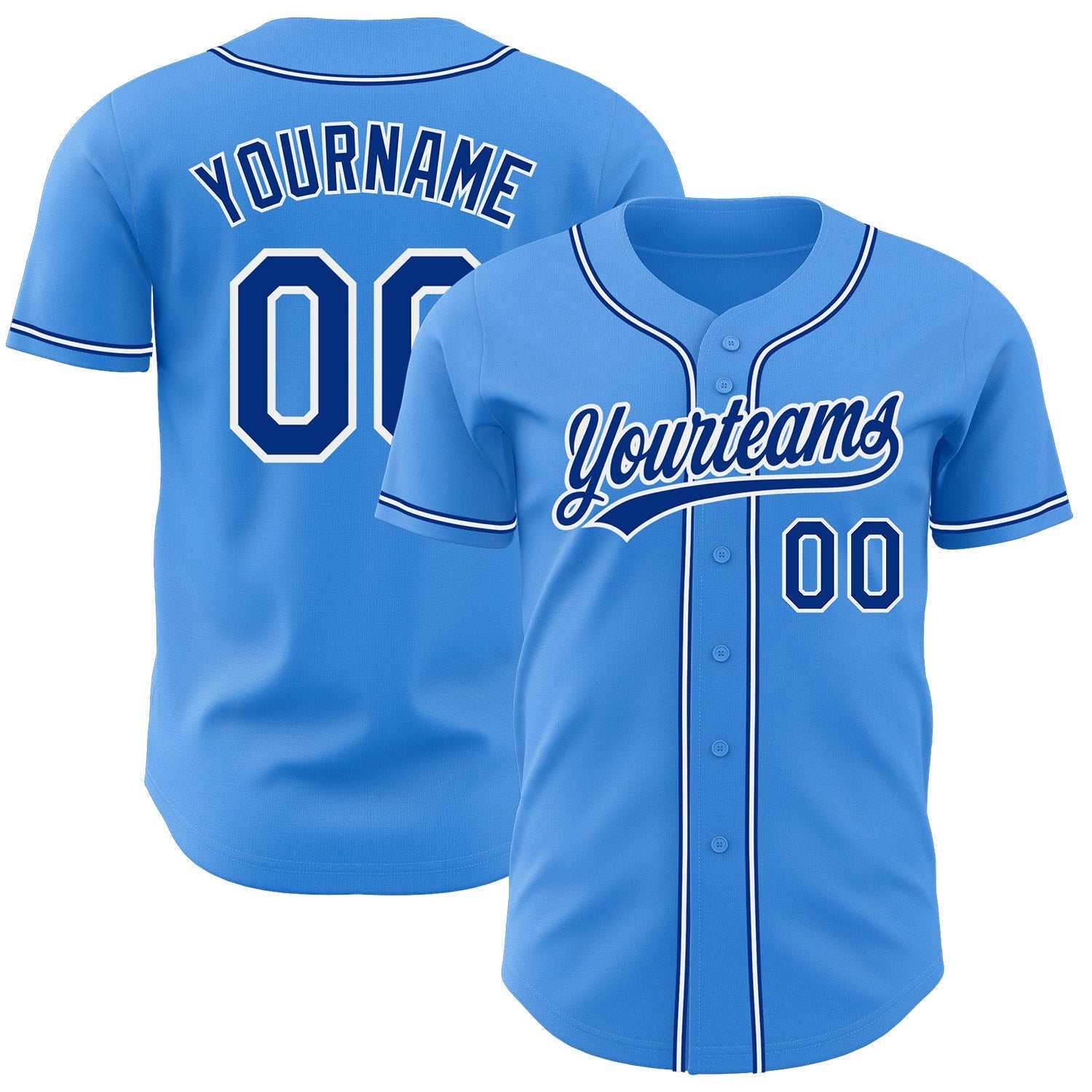 Custom Electric Blue Royal-White Authentic Baseball Jersey baseball jersey product view 1