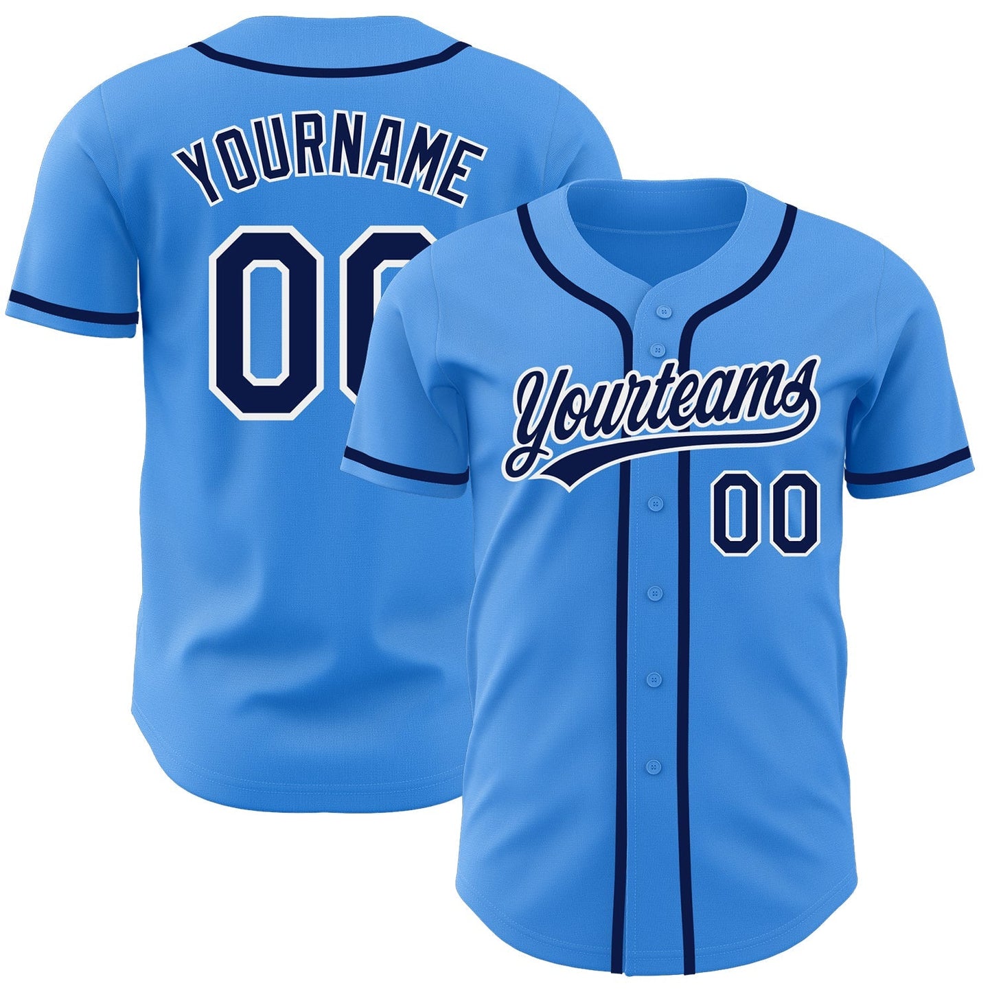 Custom Electric Blue Navy-White Authentic Baseball Jersey baseball jersey product view 1