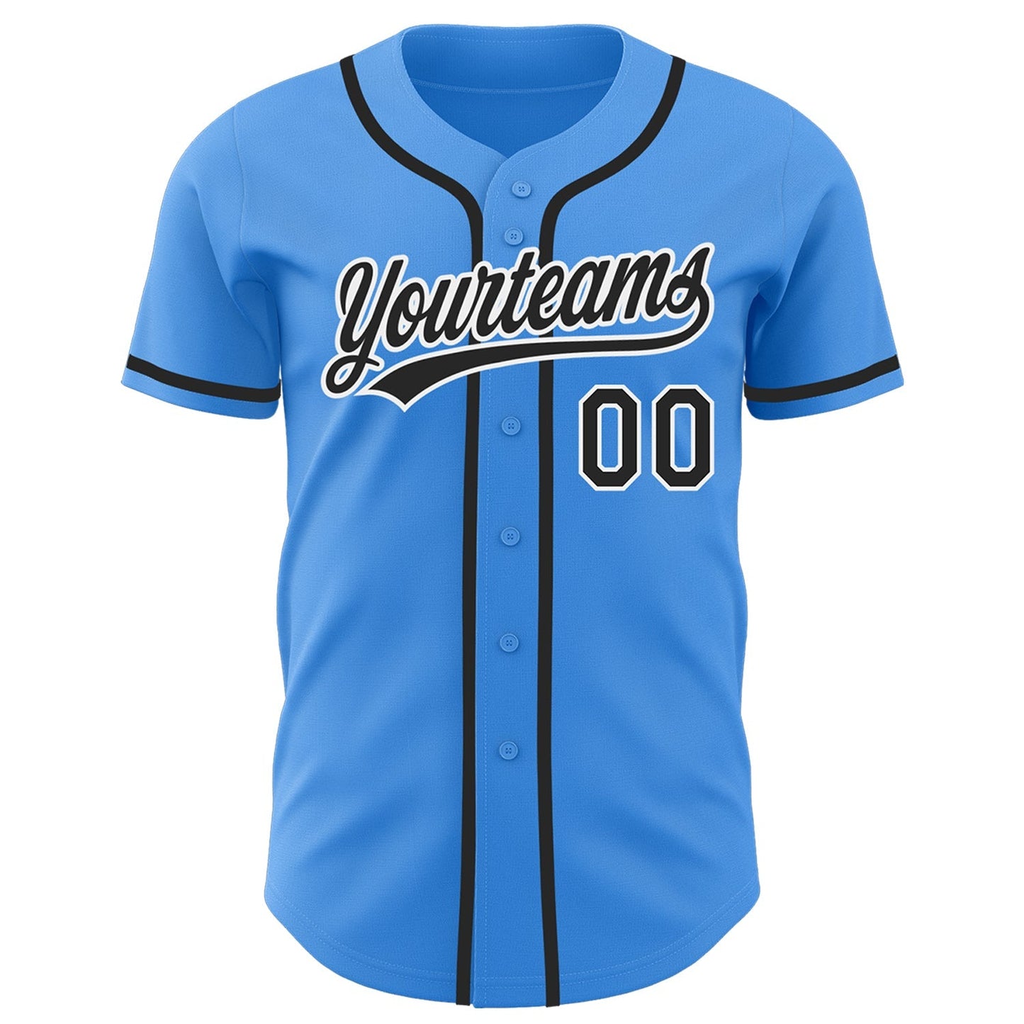 Custom Electric Blue Black-White Authentic Baseball Jersey baseball jersey product view 2