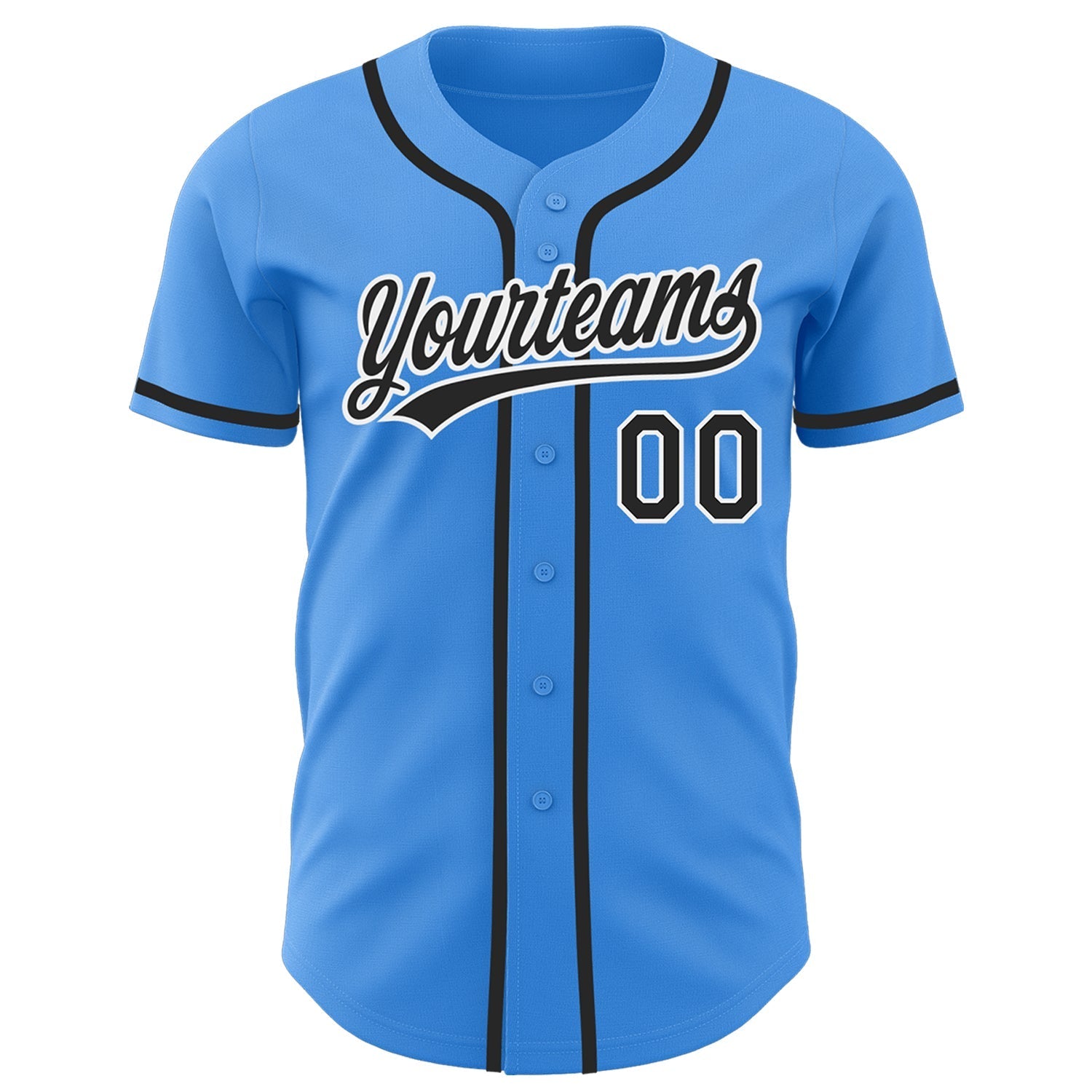 Custom Electric Blue Black-White Authentic Baseball Jersey baseball jersey product view 2