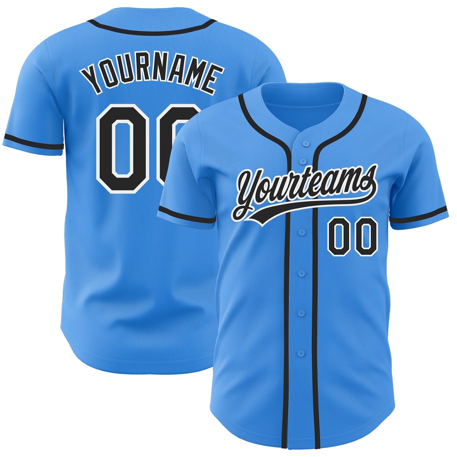 Custom Electric Blue Black-White Authentic Baseball Jersey baseball jersey product view 1
