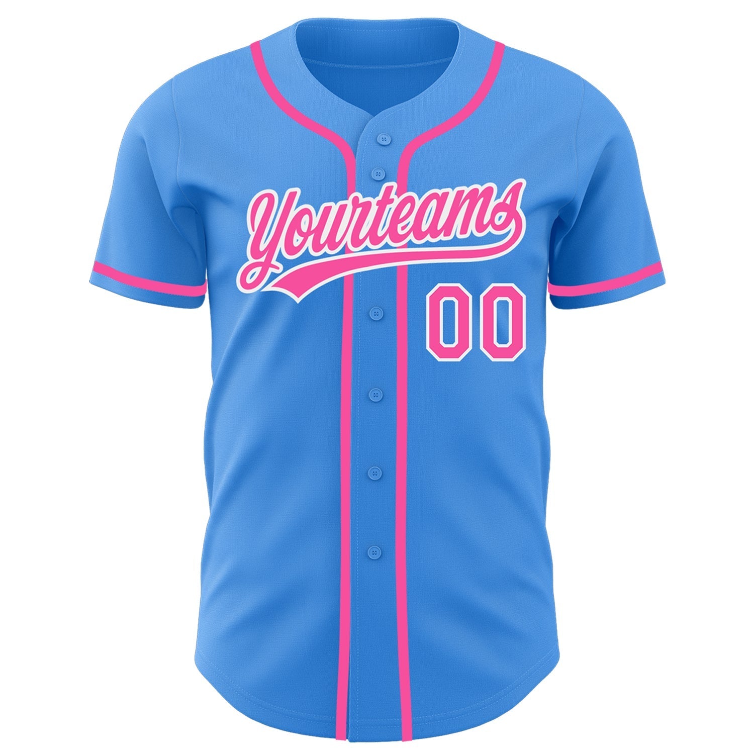 Custom Electric Blue Pink-White Authentic Baseball Jersey baseball jersey product view 2