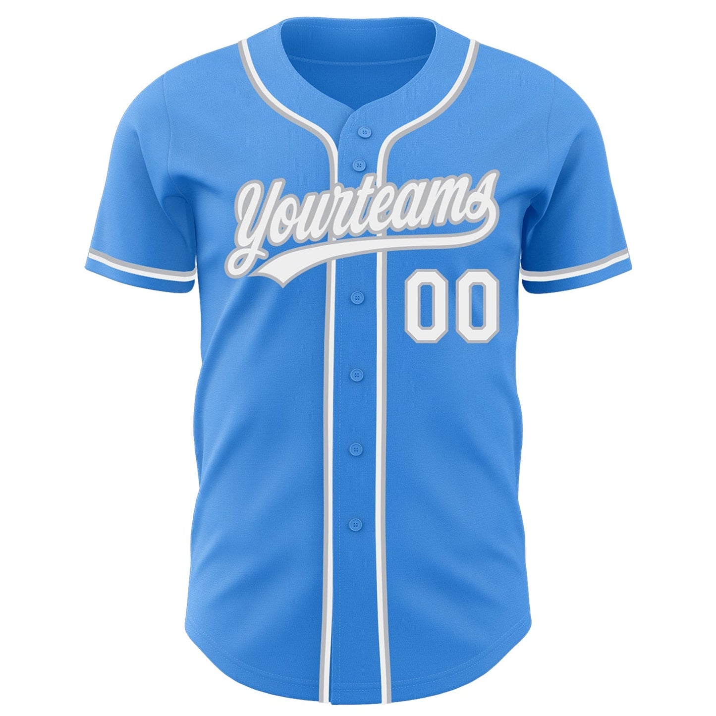 Custom Electric Blue White-Gray Authentic Baseball Jersey baseball jersey product view 2