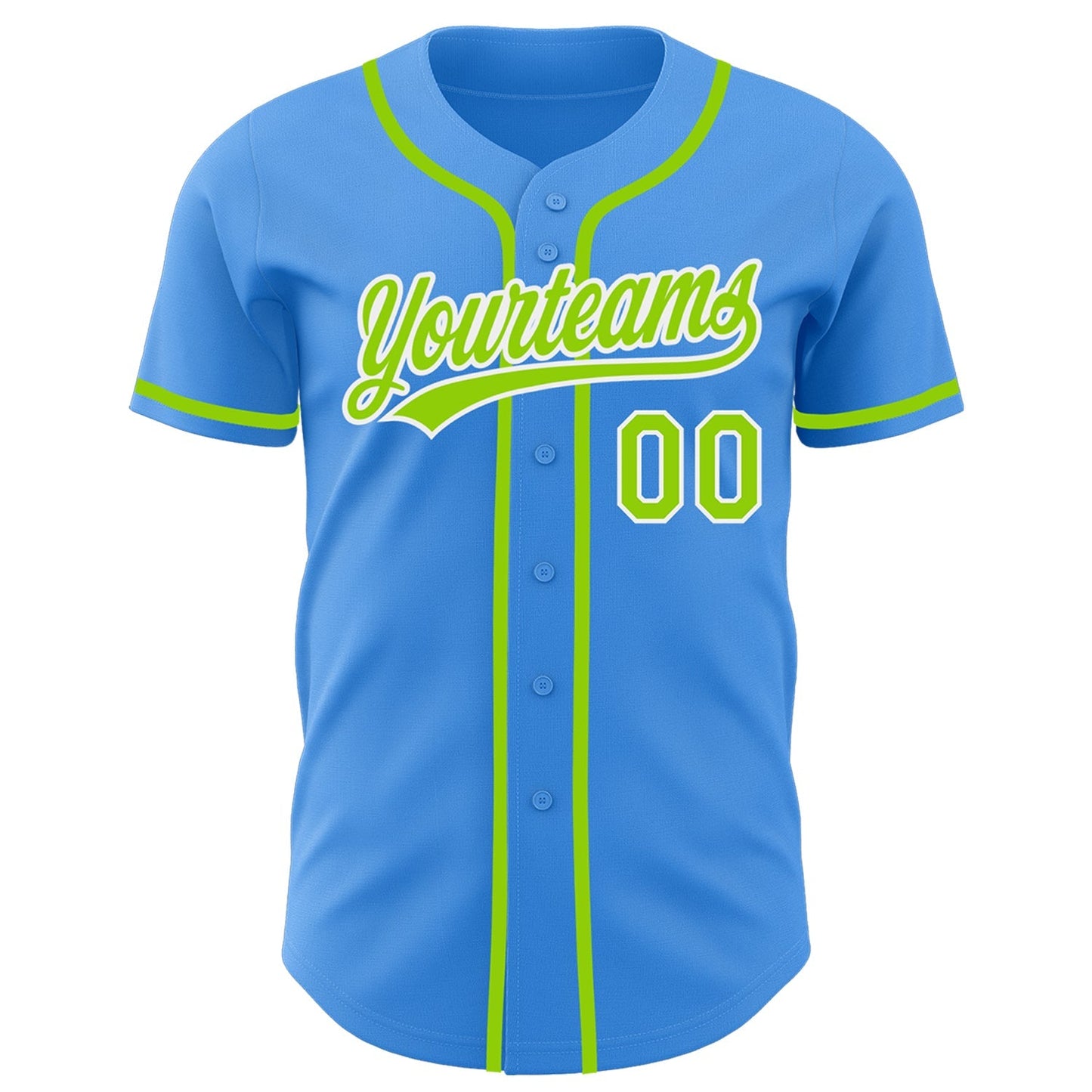 Custom Electric Blue Neon Green-White Authentic Baseball Jersey baseball jersey product view 2