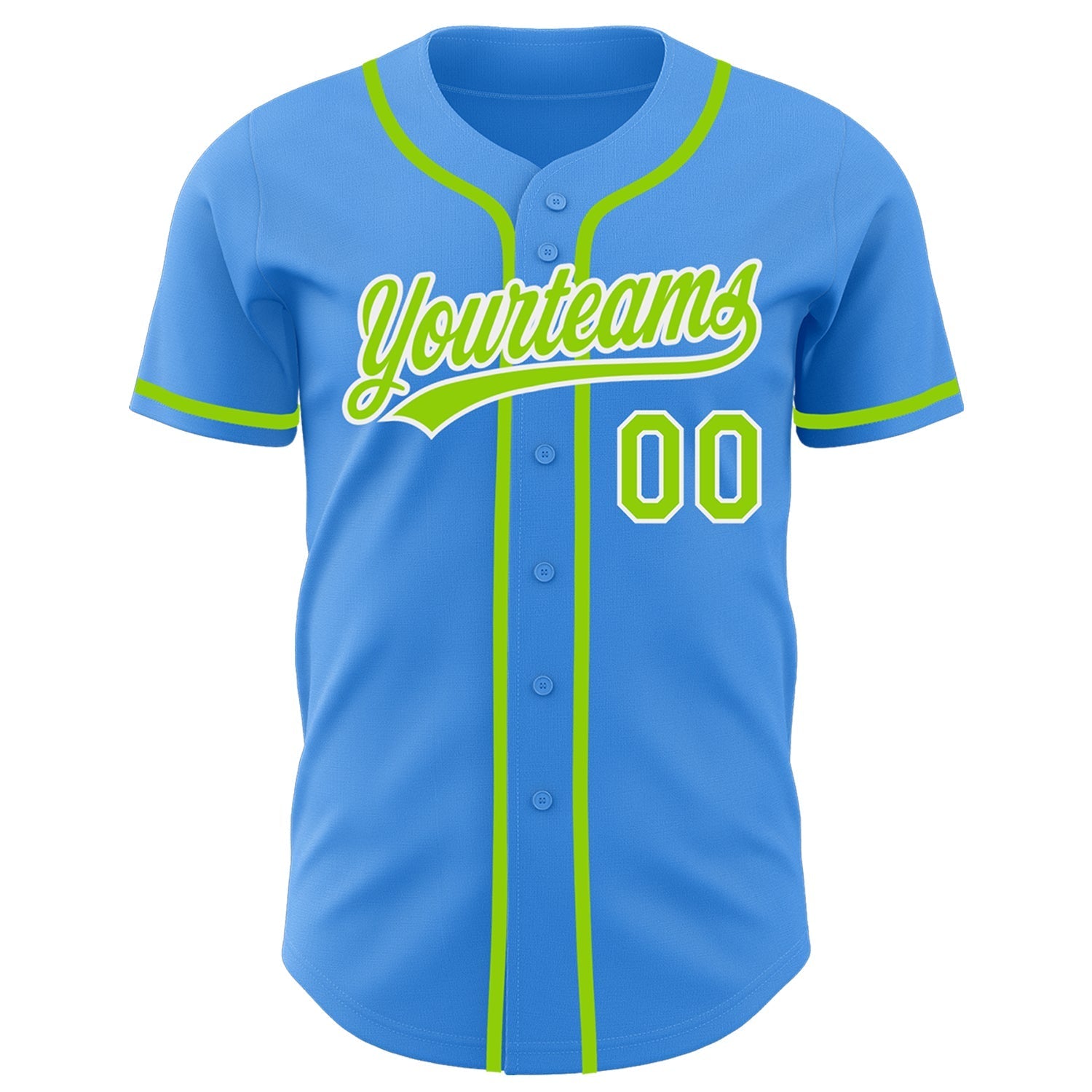 Custom Electric Blue Neon Green-White Authentic Baseball Jersey baseball jersey product view 2