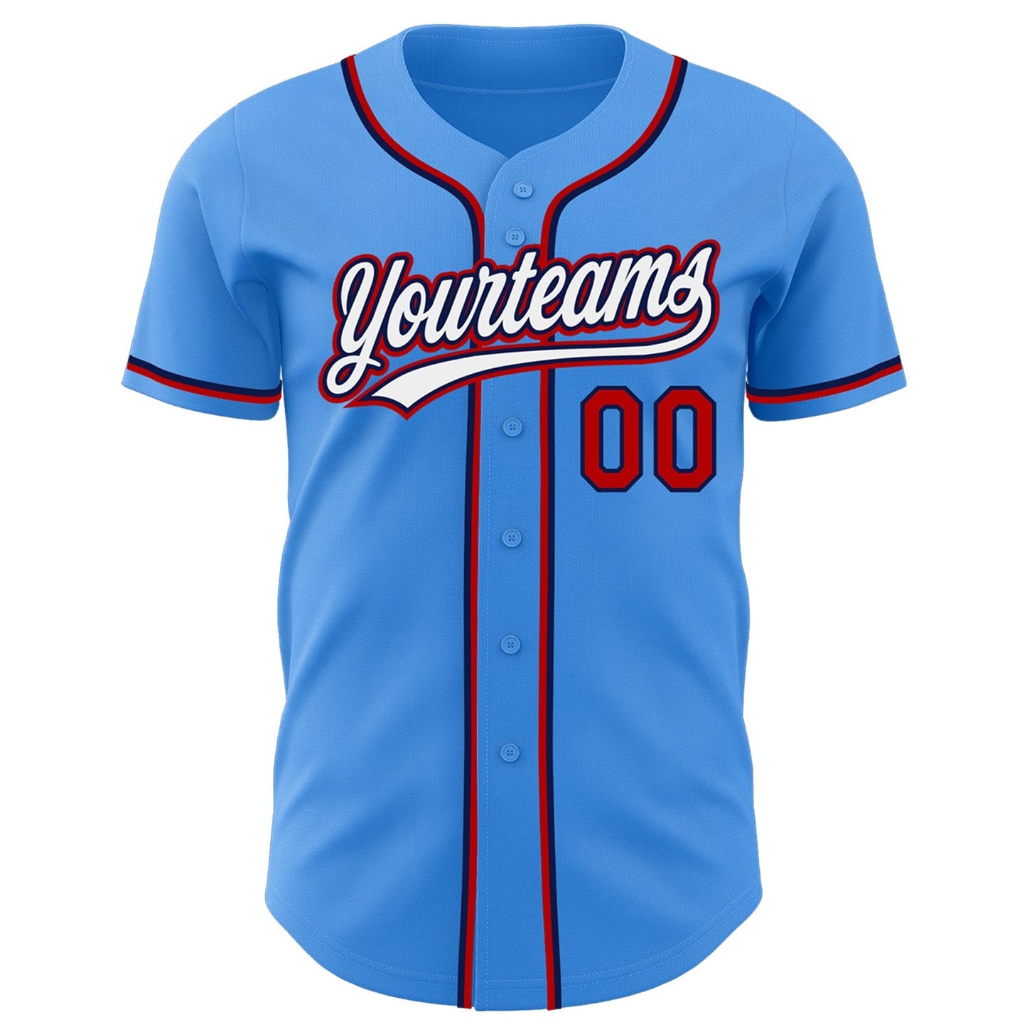 Custom Electric Blue White Red-Navy Authentic Baseball Jersey baseball jersey product view 2