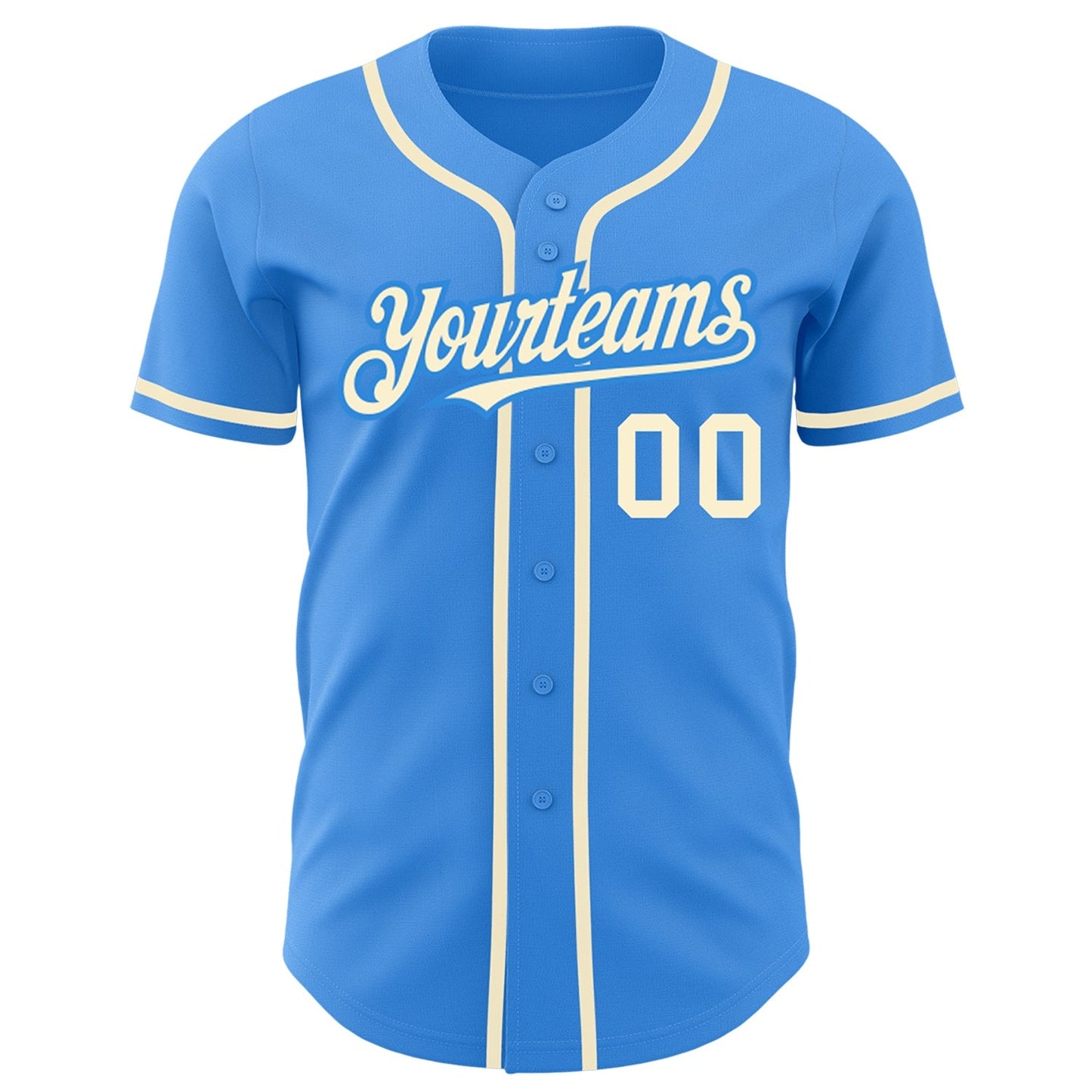 Custom Electric Blue Cream Authentic Baseball Jersey baseball jersey product view 2