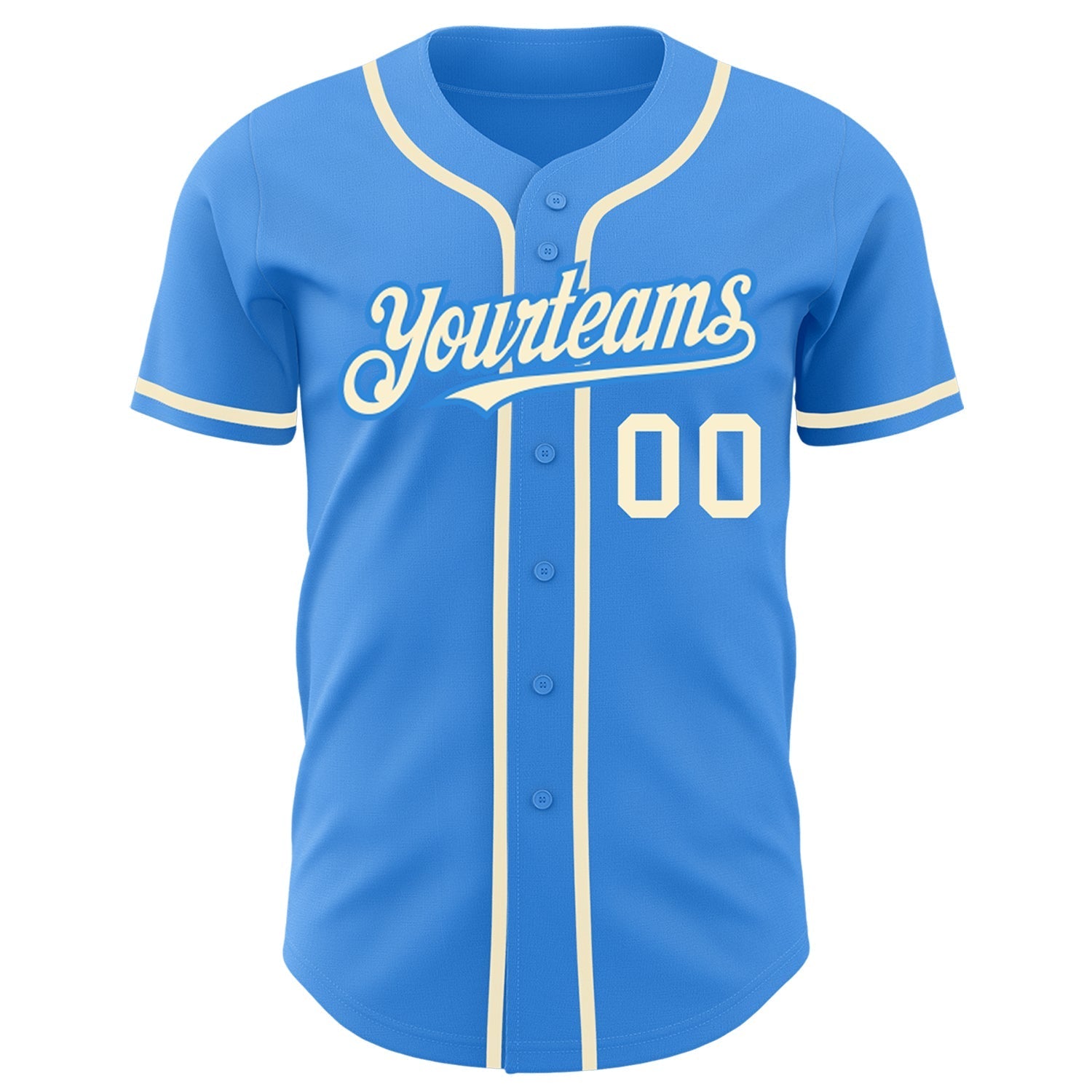 Custom Electric Blue Cream Authentic Baseball Jersey baseball jersey product view 2
