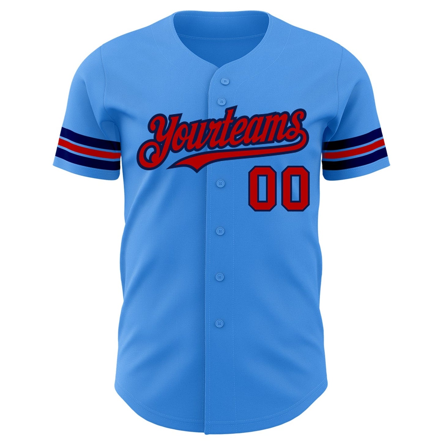 Custom Electric Blue Red-Navy Authentic Baseball Jersey baseball jersey product view 2